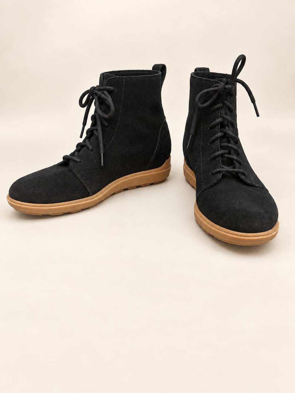 SOREL Evie II Lace Black Suede Wedge Ankle Boots Women’s 9.5